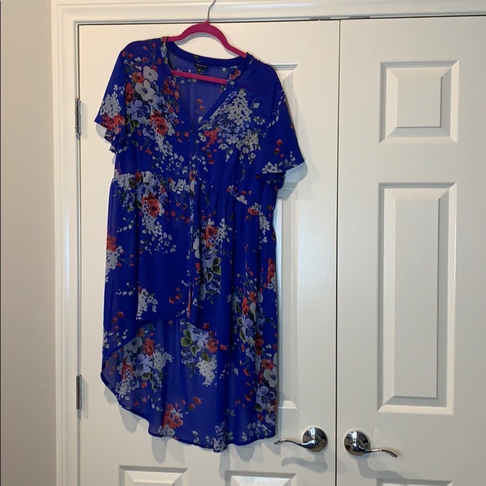 Torrid Size 1 Blue Sheer Tunic with hi-low hem